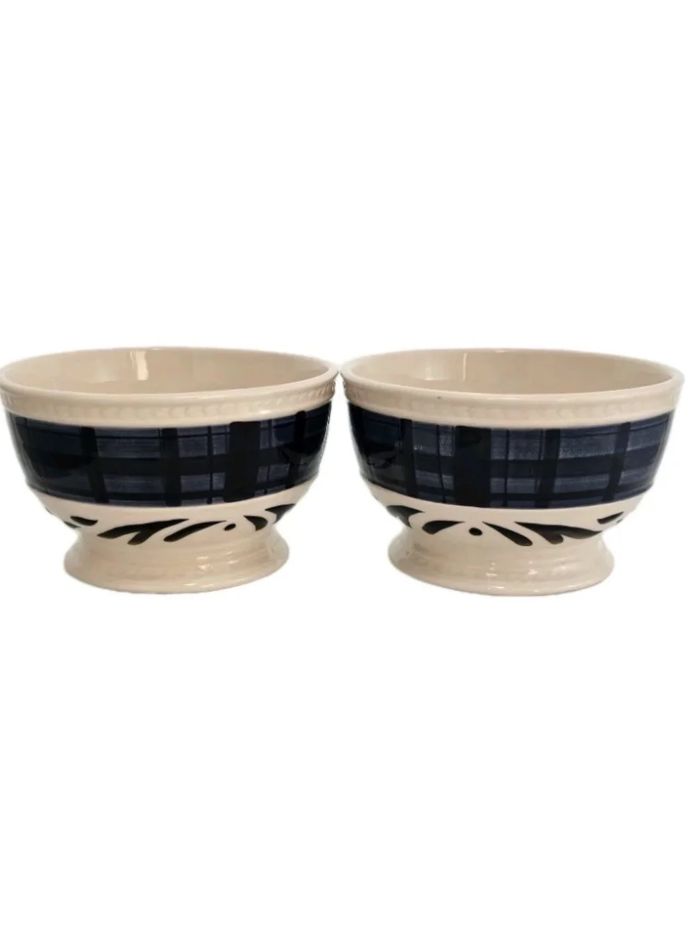 2 Fitz & Floyd Bristol Tartan Soup Bowls 5.5